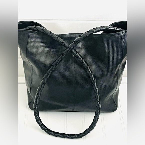 Bottega Veneta Black Leather shoulder bag  Purse Large handbag w Strap - Picture 11 of 15